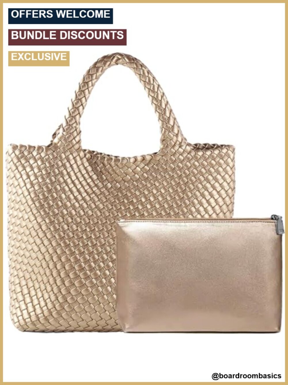 Woven Vegan Leather Tote Bag Large Capacity Shoulder Handbag
